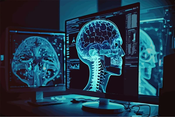 A futuristic scanner console