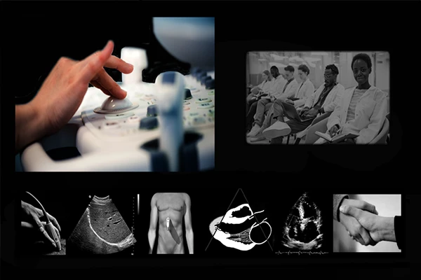 An ultrasound probe on gel